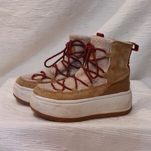 Coolway Tan and Red Winter Boots